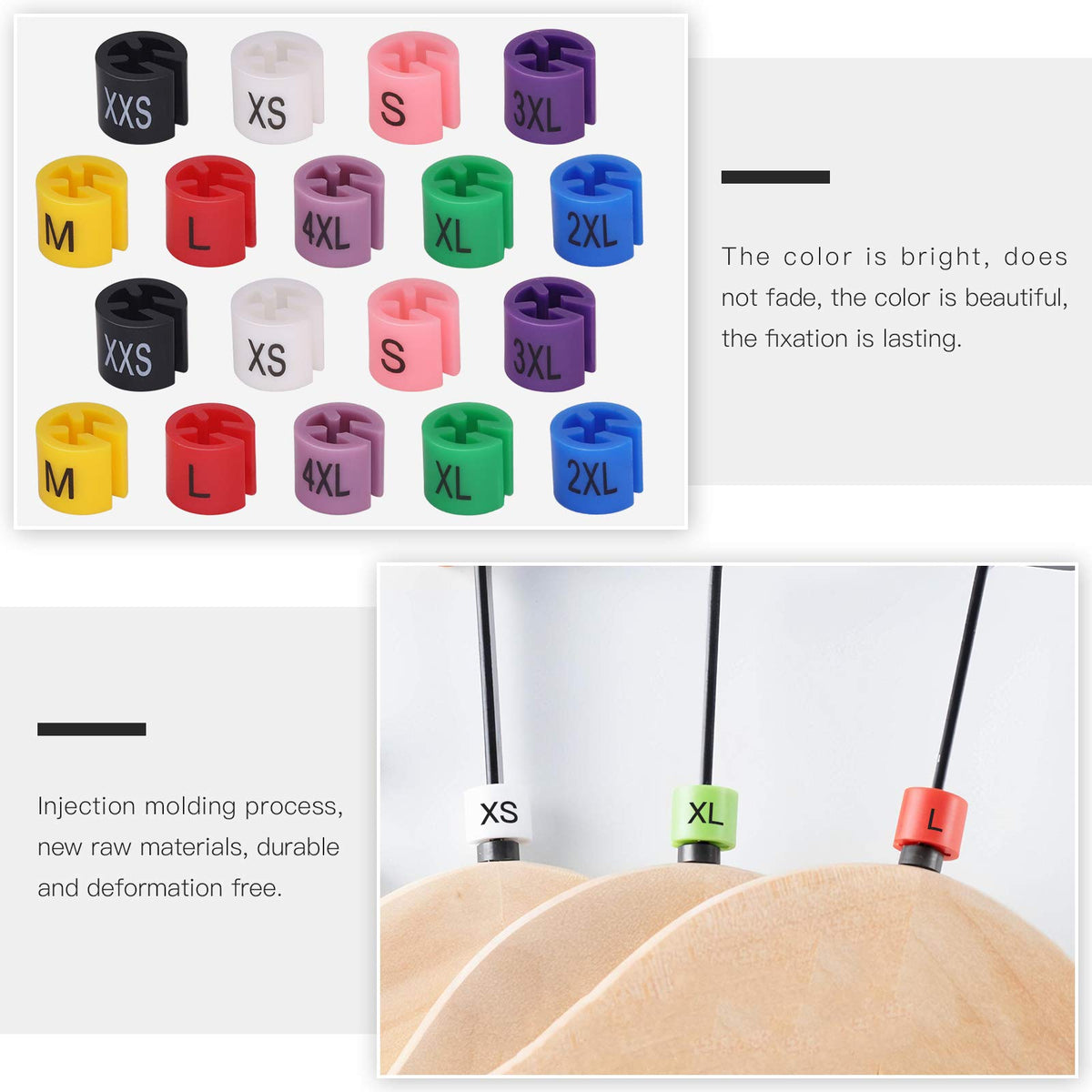 290Pcs Plastic Clothes Hanger Size Markers - 9 Sizes: XXS - 4XL