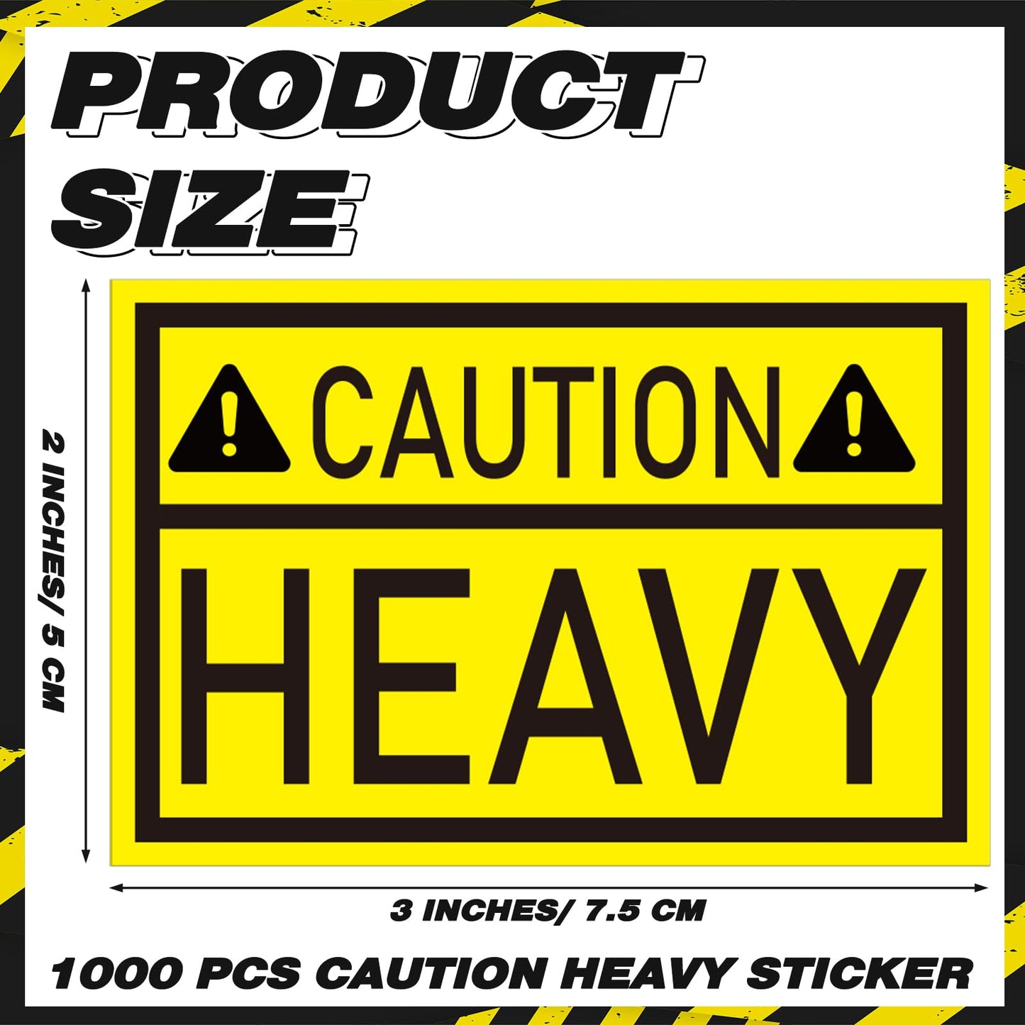Fulmoon 1000 Pcs Caution Heavy Sticker 2 x 3 Inch Yellow Heavy Lift with Care Shipping Sticker Adhesive Moving Labels Heavy Special Handling Shipping Pallet Label Stickers for Shipping and Packing