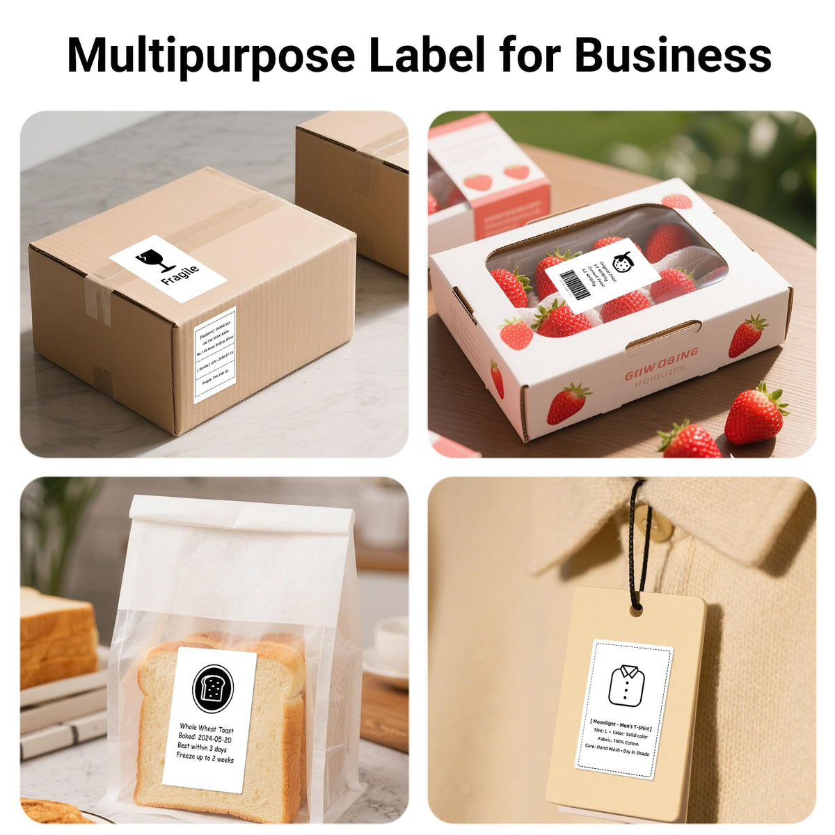 Universal Thermal Labels for 2&3 Inch Label Printers, 50×80mm, White 1.96"x3.15"