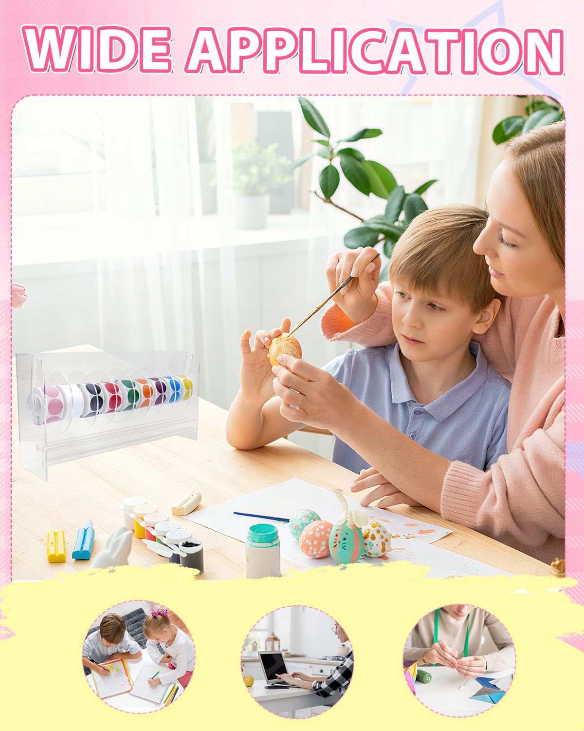 UCEC 9 Disks Sticker Roll Dispenser, Acrylic Label Sticker Holder