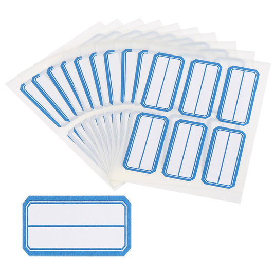 PATIKIL 600 Pcs Name Tag Stickers, Name Labels Stickers Waterproof Adhesive Labels Blank for Stuff-Daycare Supplies Bottle Clothes Fabric Folder Office Camp, 23x49mm, Blue White
