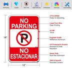 2 PC No Parking English Spanish Bilingual Signs, No Parking Sign Business