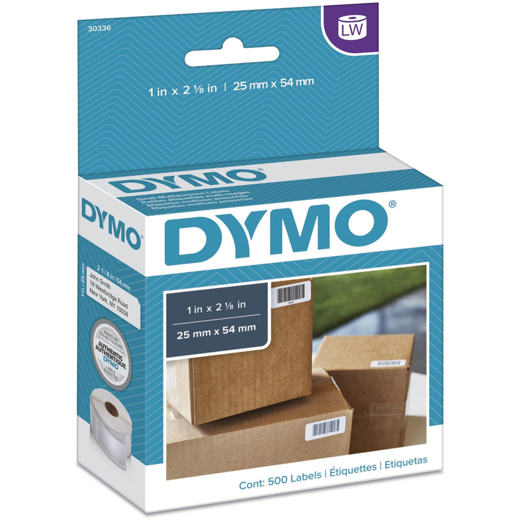 DYMO Authentic LW Large Multi-Purpose Labels for LabelWriter Label Printers & LW Multi-Purpose Labels for LabelWriter Label Printers, White, 1'' x 2-1/8'', 1 roll of 500 (30336)