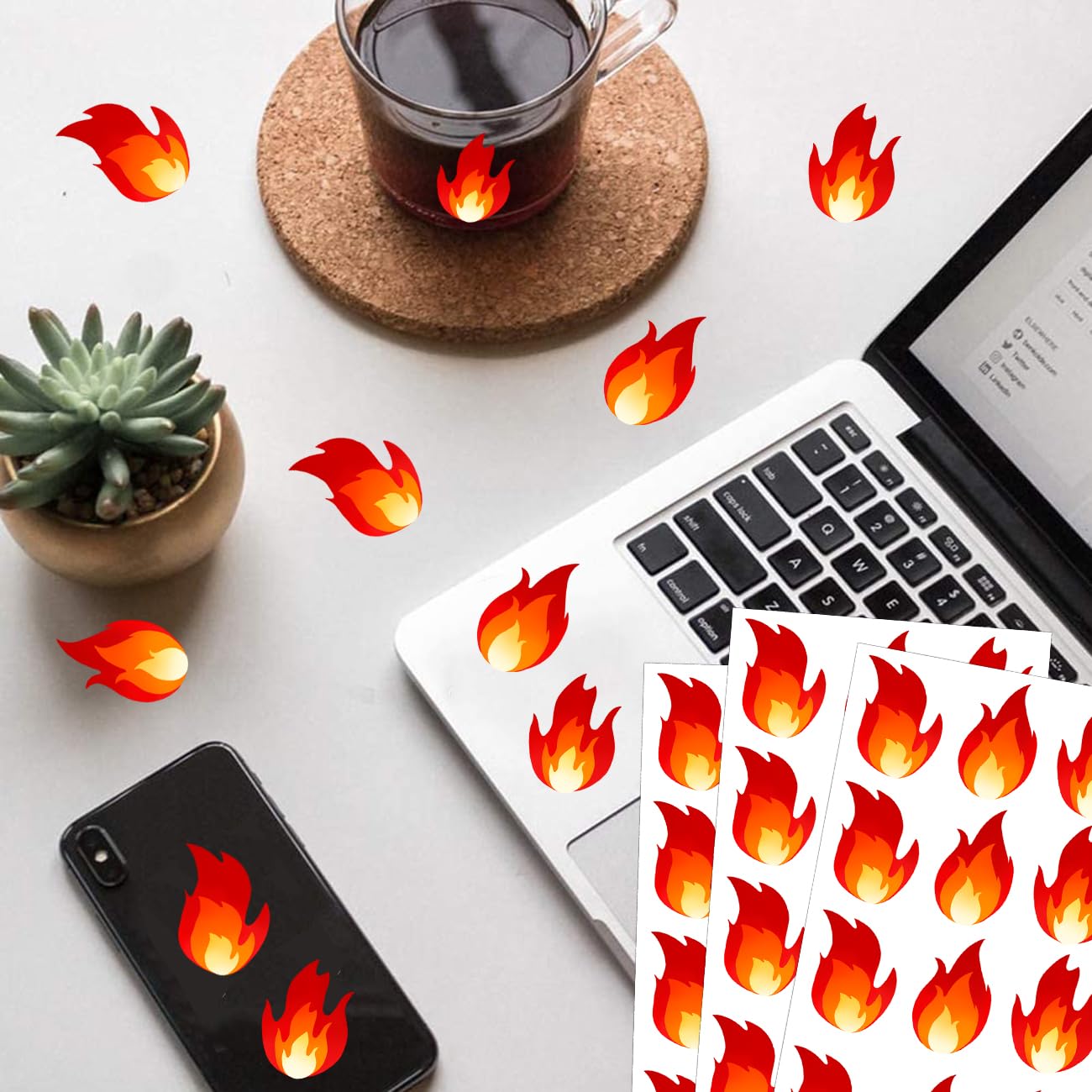 Fire Vinyl Stickers 1 inch Red Flame Stickers HOT Imprint Flame Labels or Teenager Adult Scrapbooking Art Craft Supplies 240pcs