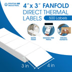 4" X 3" Direct Thermal Fanfold Labels (1000 Count, 1 Stack) 4" X 3"