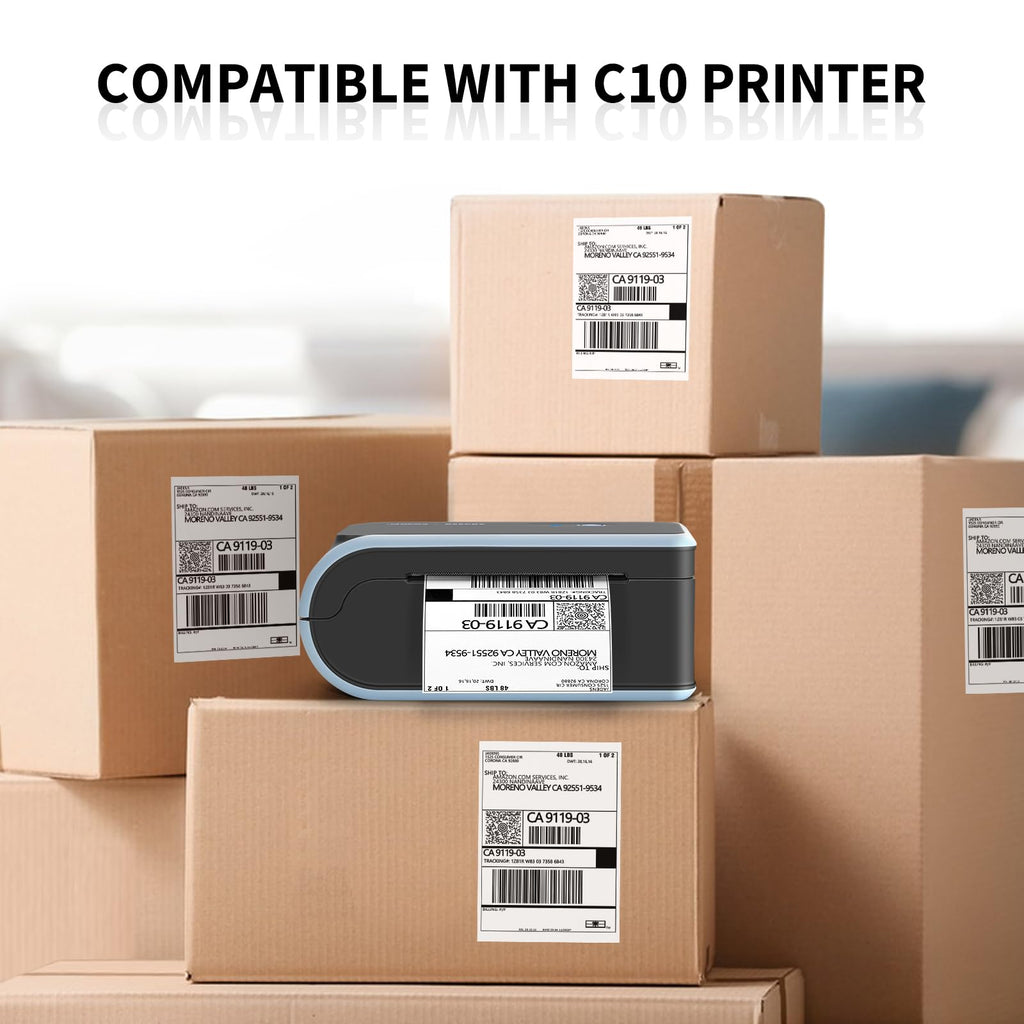 JADENS 6 Rolls Thermal Label Paper, 4×6'' Compatible with C10 white-6Rolls 4x6 inches
