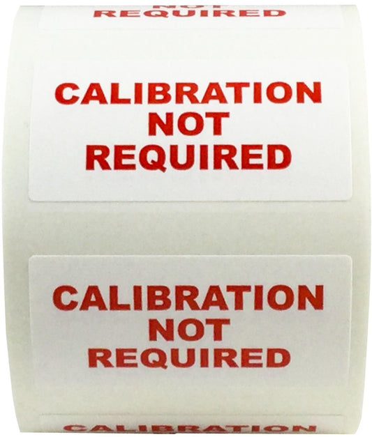 White and Red Calibration Not Required Labels, 3/4 x 1 1/2 Inch in Size, 500 Adhesive Stickers on a Roll