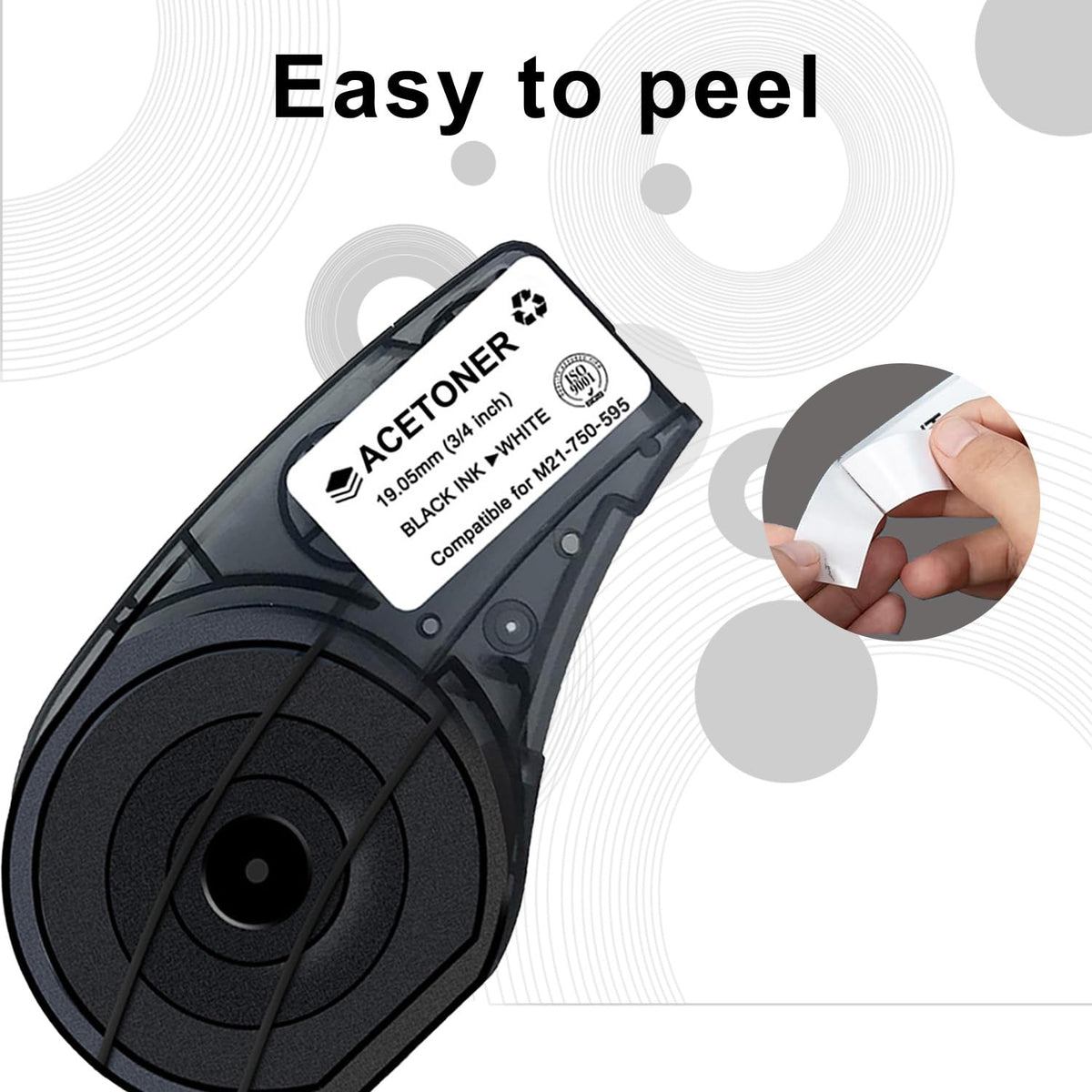 M21-750-595 2 Pack Compatible for (M21-750-595-WT) All-Weather Vinyl Label for Indoor/Outdoor ID, Black on White- for M210, M210-LAB, M211, BMP21-PLUS and BMP21-LAB Printerss, 0.75" W 21" L