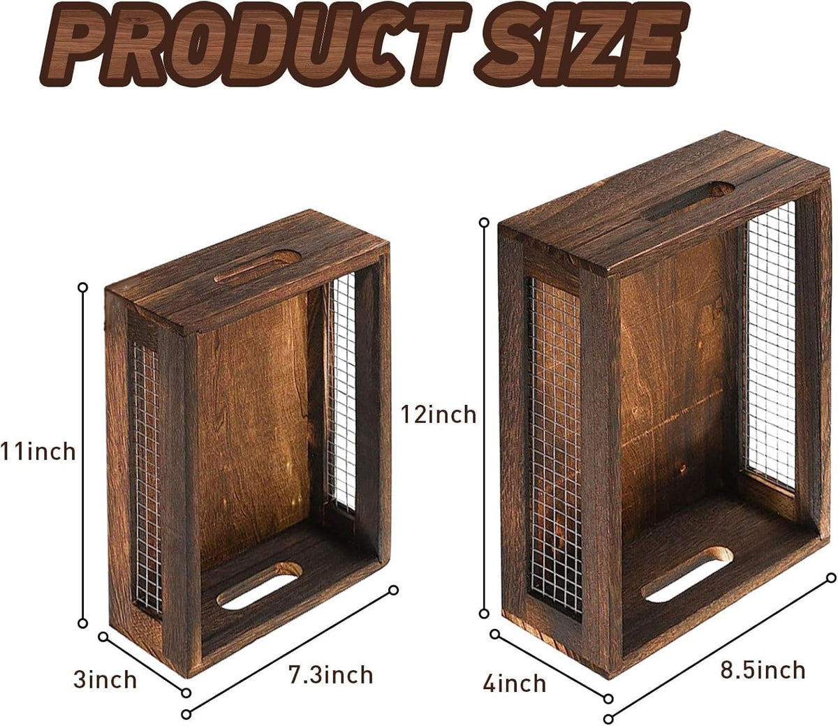 Wooden Crates Storage Boxes Rectangular Wood Craft Basket