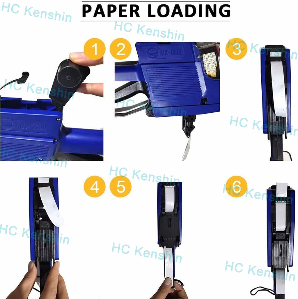 MX-6600 Pricing Tag Gun, 2 Line 20 Bit Pricing Sticker Gun, Labeler-Sticker Maker Machine,Label Maker Kit:1 Price Label Printer Machine, 5 Roll Labels (Blue)
