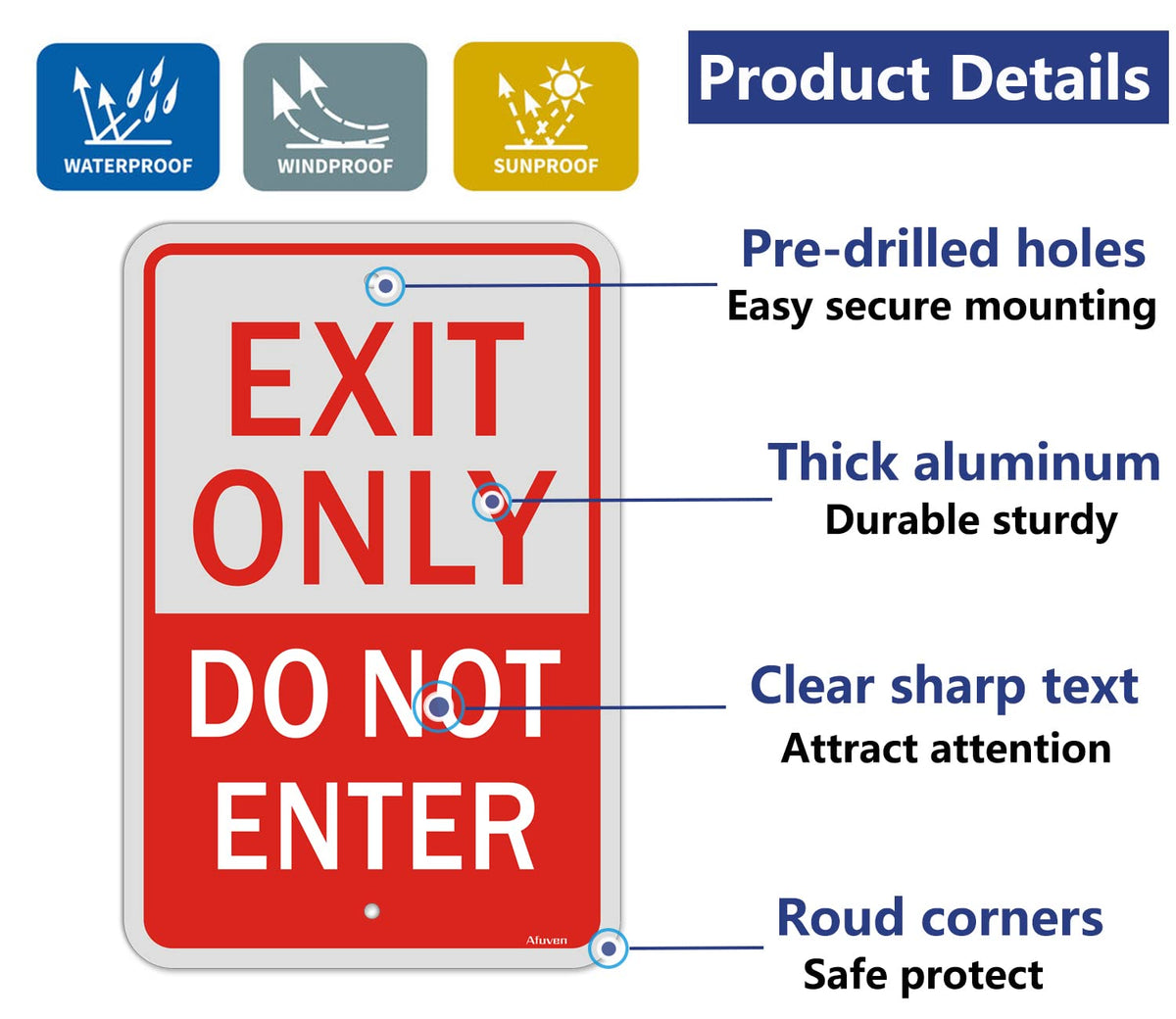 Exit Only Do Not Enter Signs No Entry Metal Reflective 12" x 18" Rust Free Aluminum UV Printed Easy Mounting Outdoor Use Waterproof Sturdy 2 Pack A2