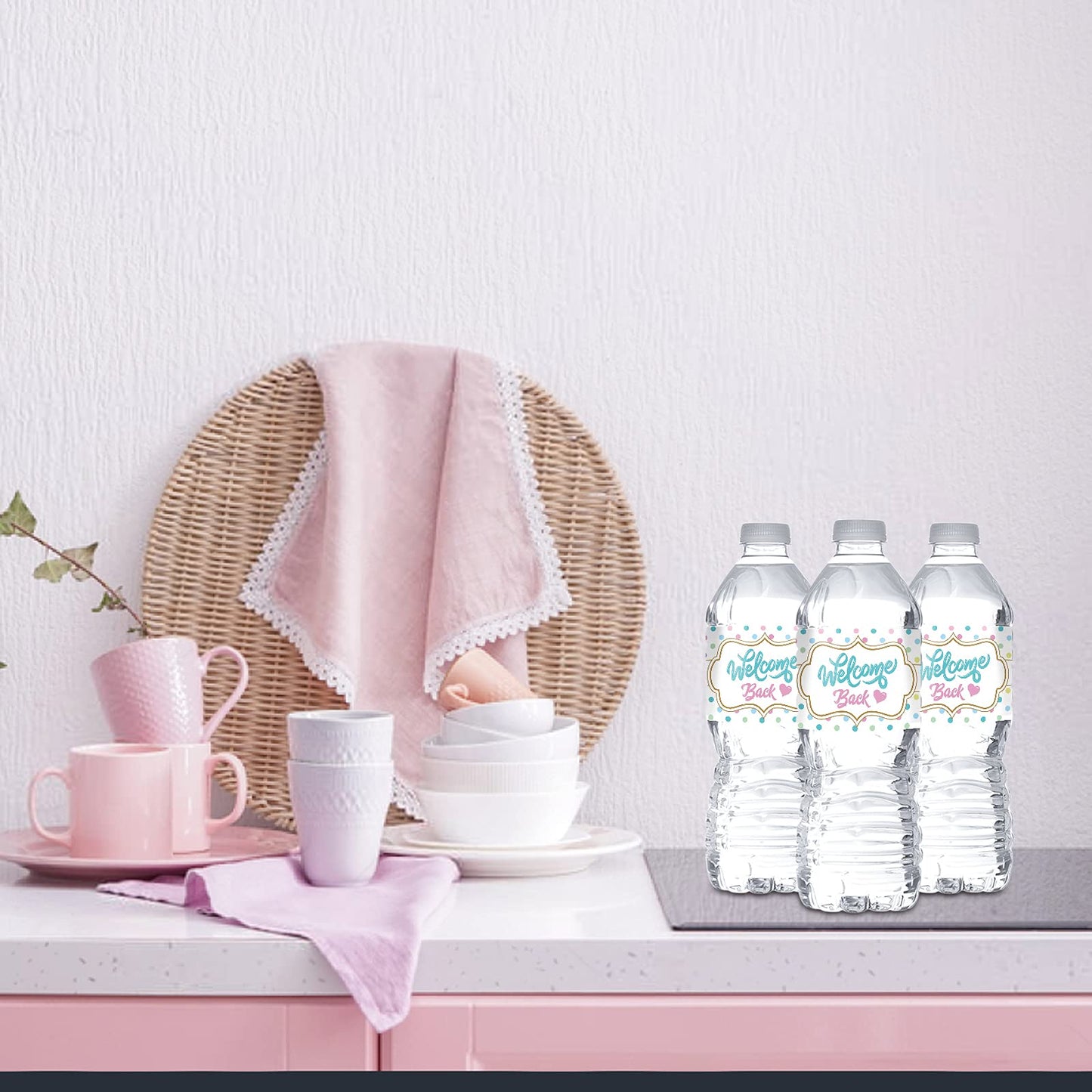 Colorful Welcome Back Water Bottle Labels Stickers/Retirement Bottle Stickers/Moving Away/Welcome Theme Decor/Home Party Water Labels Supplies (Set of 32)