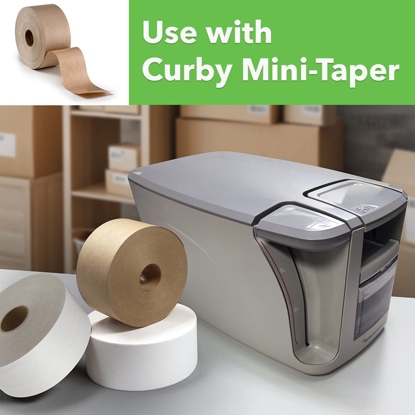 CURBY IPG Water Activated Tape, 2.83" x 100M Refill Roll Single Roll