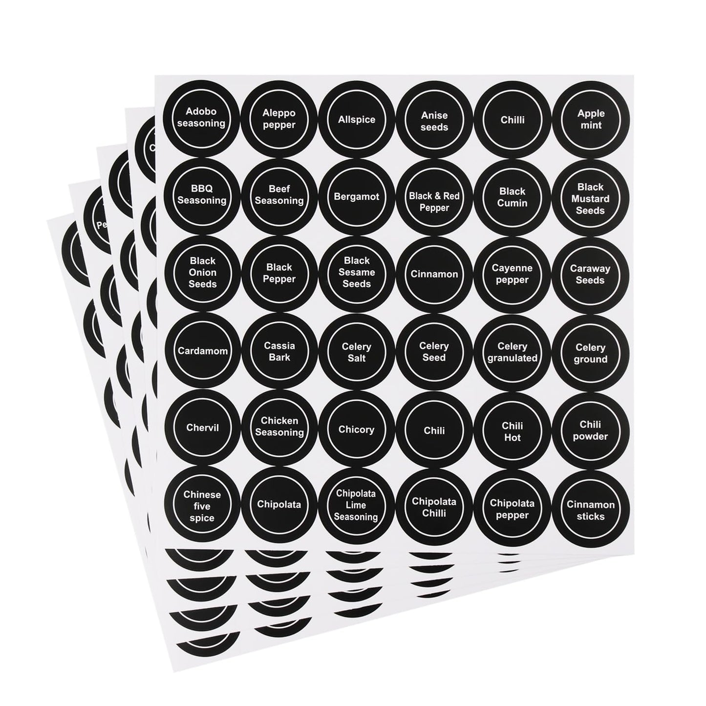 Black Spice Jar Labels Removable Spice Labels Stickers for Kitchen Pantry Food Containers