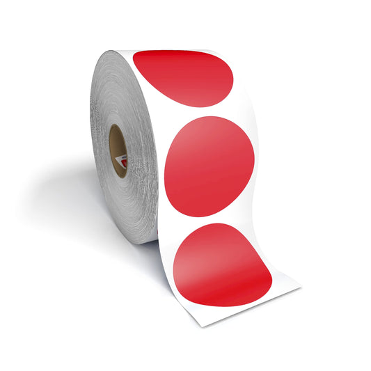 2” Circle Direct Thermal Perforated Stickers Labels for Barcodes, Address, Small Business Labeling, Inventory and Color Coding – Compatible with Zebra, Rollo, Munbyn, and More (RED, 1 ROLL) Red