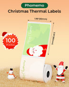 Phomemo White Thermal Labels with 3 Patterns(Santa/Tree/Reindeer) Labels