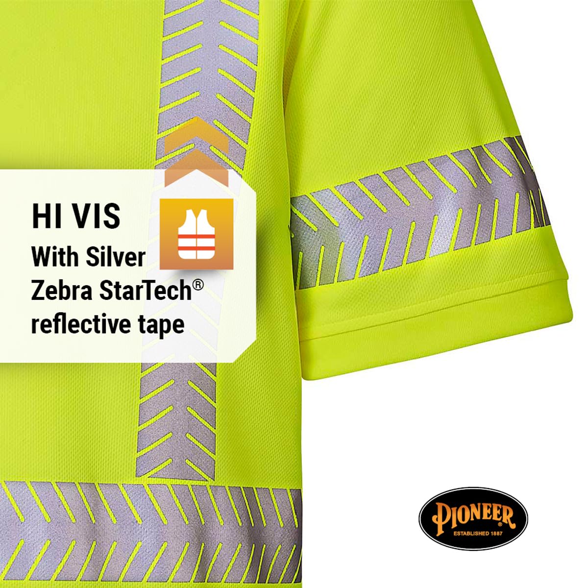 Pioneer Hi Vis Safety T-Shirt for Men - Lightweight Cool Pass Fabric - UPF 50+ Sun Protection - Reflective Tape - Yellow/Green 4X-Large