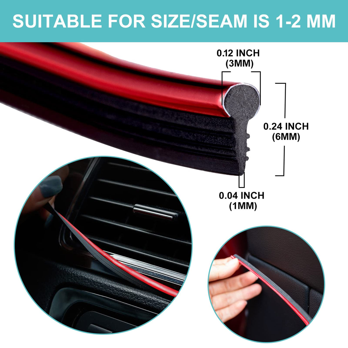 Spurtar 2 Rolls x 33Ft Car Pinstriping Tape Blue & 16.4ft/5M Car Interior Trim Strips Red
