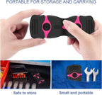 Pink DEKEones razor blade scraper with double-edged blades for glass, decals, paint, and adhesive removal, shown with 10 blades.