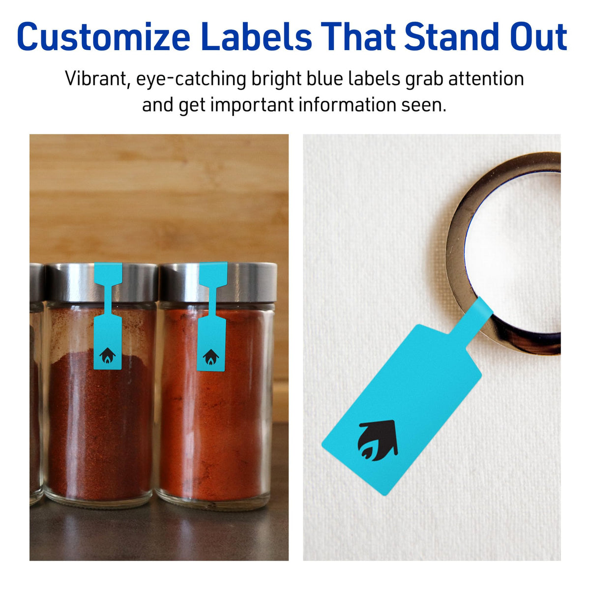 Avery® Printable Barbell Labels, Sure Feed® Technology, 1/2" x 2-1/2", Bright Blue Labels, Laser/Inkjet Printable, 1,800 Total, Great for Jewelry and Cords 1,800 labels