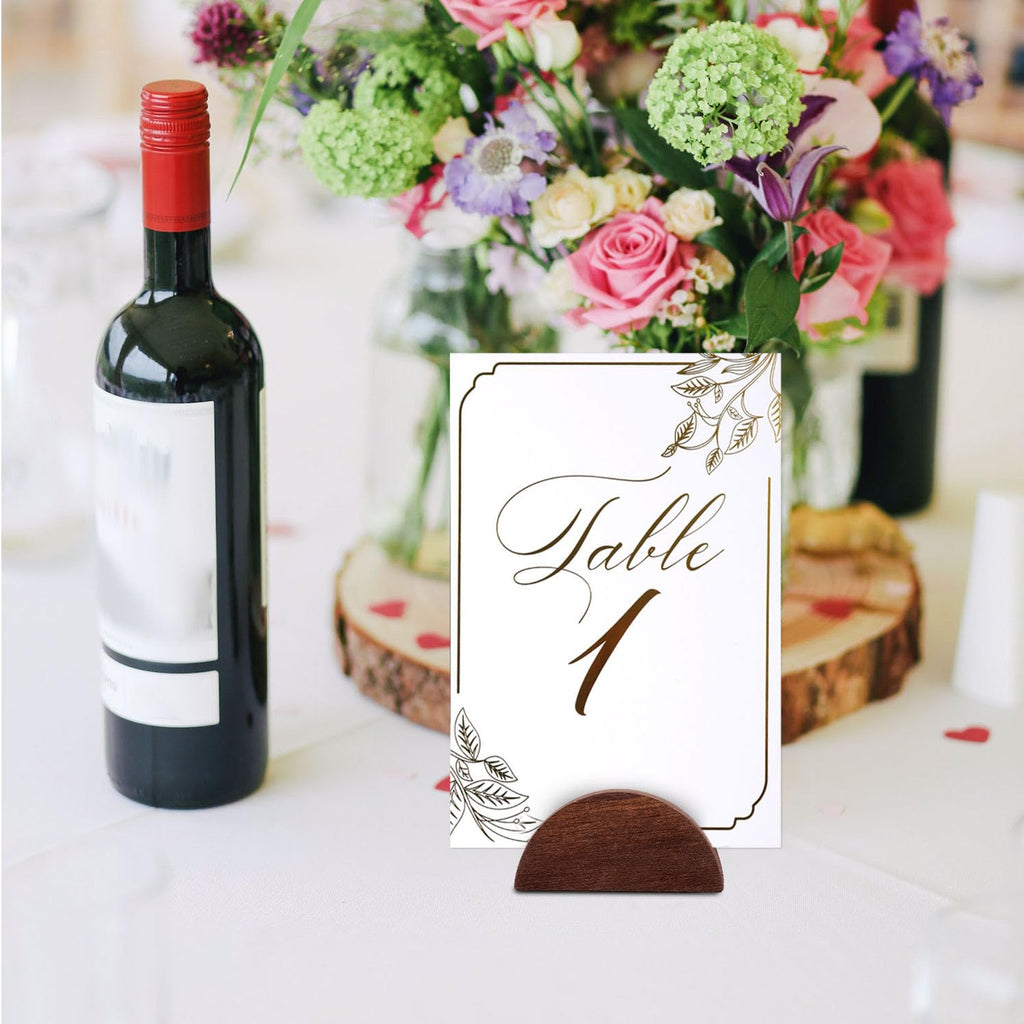 Tinoaly 30pcs Wooden Table Number Stands(Brown, White)