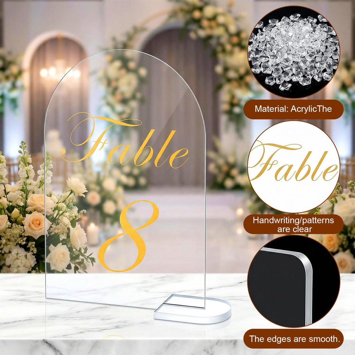 Arch Wedding Table Numbers 1-30 with Stands, 6"×4"Gold Table Numbers