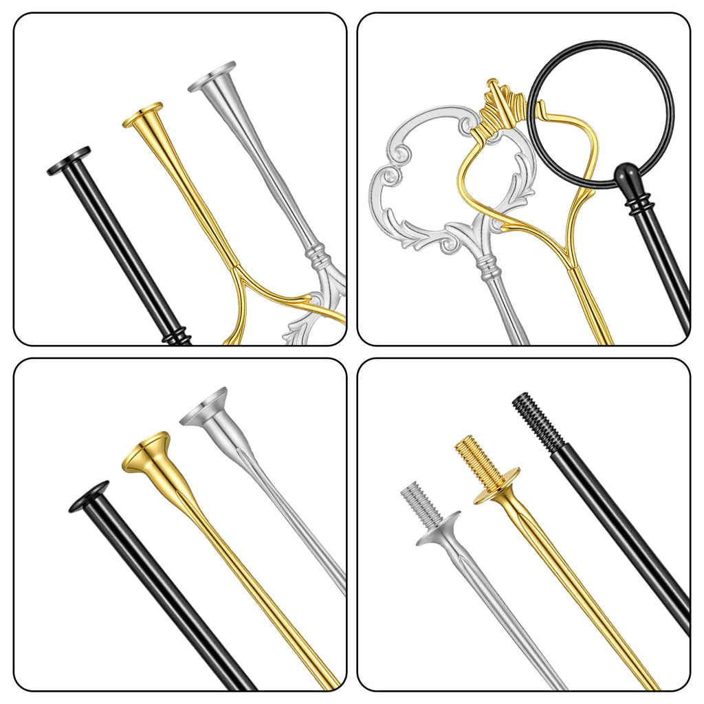 9 Sets 3 Tier Tray Hardware Kit Cake Stand Hardware for DIY Serving Stand, Tiered Plate with Round Crown Sunflower Style in Gold Silver Black, Heavy Metal Fittings for Dessert Cupcake Fruit Tray