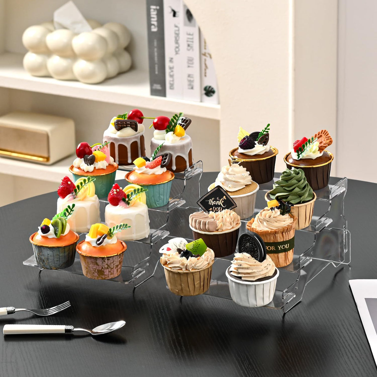 Buffet Risers, 4 Tier Display Risers,Food Risers for Buffet Table,Display Risers for Cake Shelves Retail (2pack) 2pack