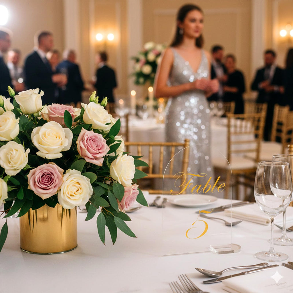 Arch Wedding Table Numbers 1-30 with Stands, 6"×4"Gold Table Numbers