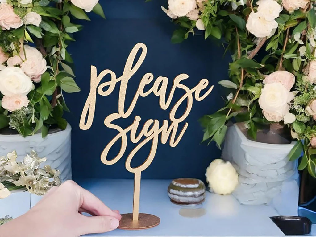 Please Sign Table Sign,Wooden Wedding Party Decoration,Wedding Guest Book Please Table Decoration for Bridal Shower Party Decoration