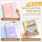 HAUTOCO PU Leather 3-Ring Important Document Organizer Folder Binder Beige