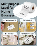 Phomemo 1.57"x1.18"(40x30mm) Label, 6 Rolls M110/M100/M150/M250/M220 Thermal Paper - Multi-Purpose Square Self-Adhesive Label, 230 Labels/Roll, Black on White (Pack of 2)