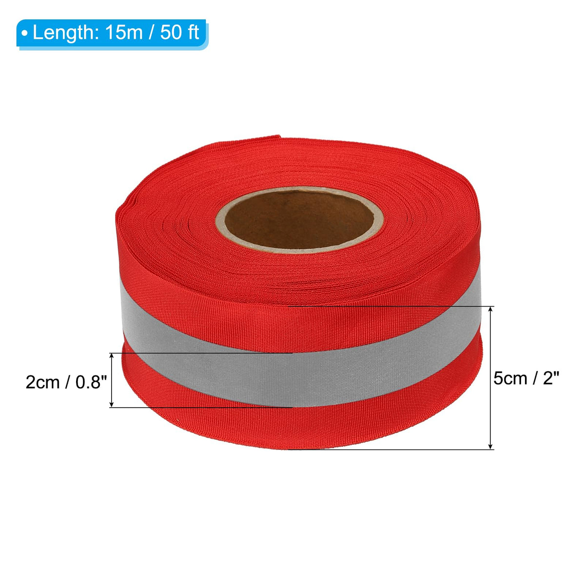 PATIKIL Reflective Tape Strip, 2" x 50Ft High Visibility Reflective Tape Sew-on DIY Warning Safety Fabric Webbing for Clothing Raincoats, Red 2 Inch x 50 Feet