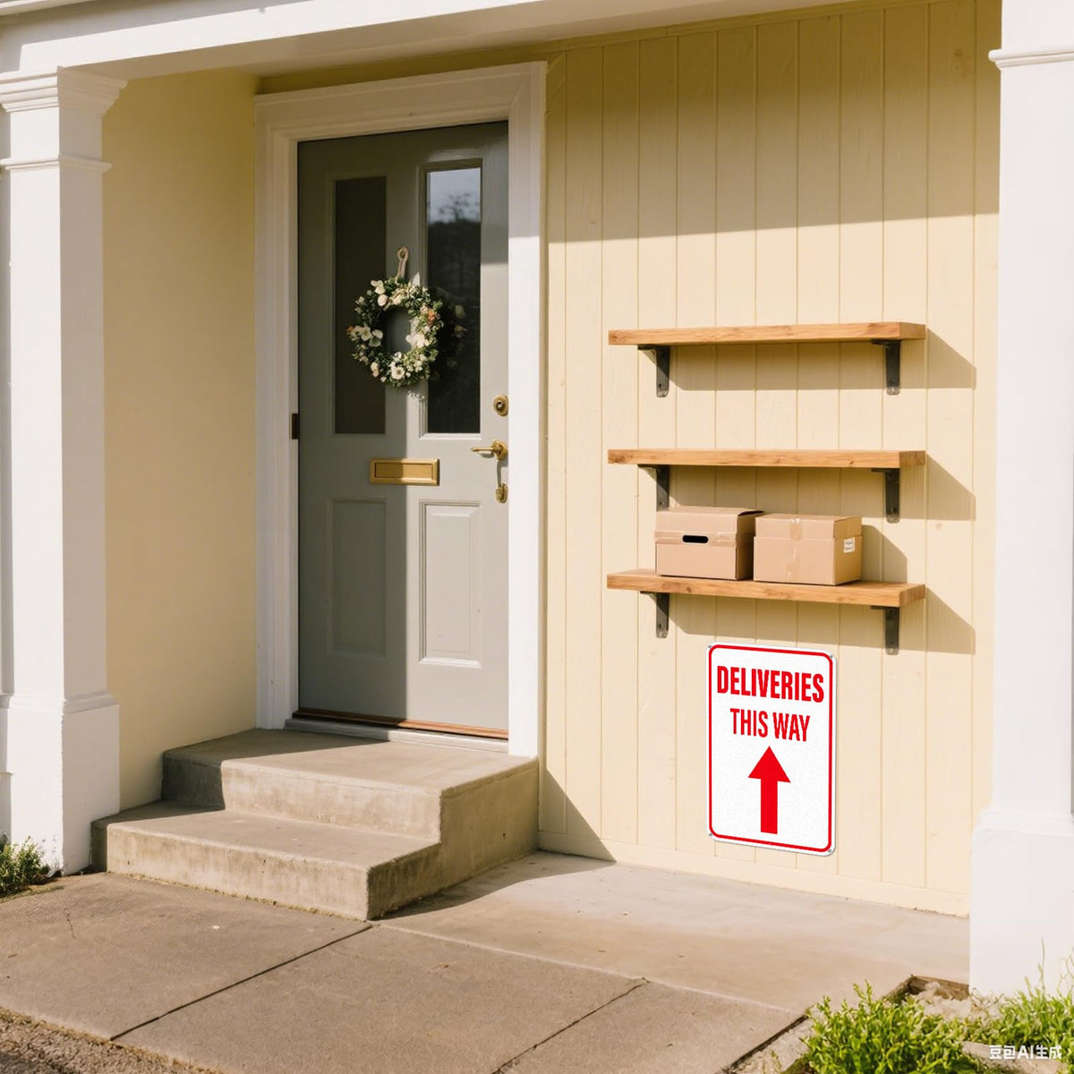 2 Pack Deliveries This Way Sign with Directional Upward Arrow 18 × 12 Inch Reflective Aluminum Rust Free Metal Package Delivery Signs for Outside Home Business Property Red-Upward Arrow