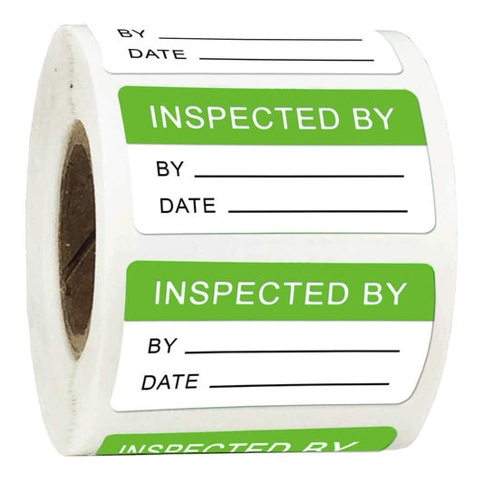 1x2 Inch Quality Control Inventory Lables 500 Pcs Inspected by Rectangle Stickers Fluorescent Green Adhesive Stickers for handling Shipping Warehouse Inventory Control Organization 1 x 2 inch