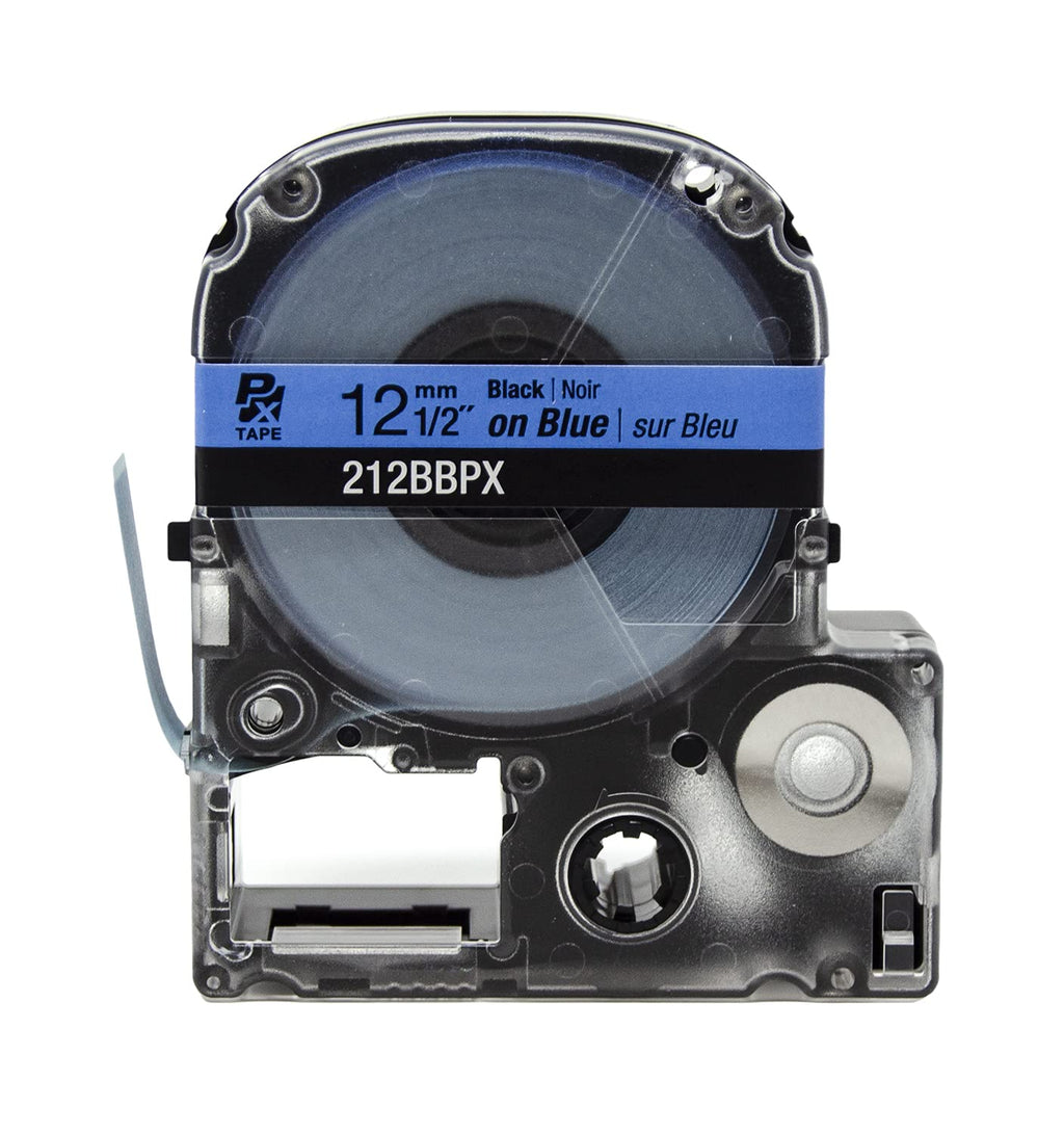 Epson LABELWORKS 212BBPX Label Tape - Black on Blue - 1/2" (12mm), 30ft 12mm