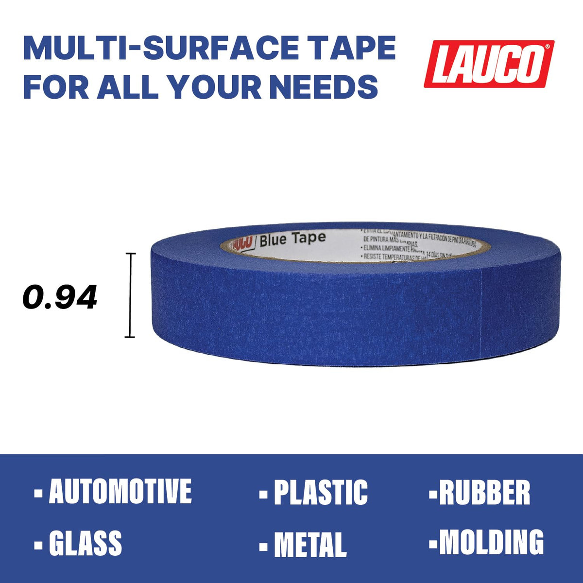 LAUCO Multi-Surface Blue Painter’s Masking Tape, Medium Adhesion, UV-Resistant, Clean Removal, 1.88 in x 60 yds (48mm x 55m) Rolls, Ideal for Indoor & Outdoor Painting, Trim, Walls (0.94 In (3 Rolls))