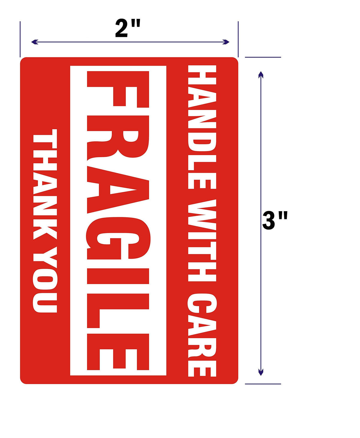 [2 Rolls, 1000 Labels] 2" x 3" Fragile Stickers Handle with Care Warning Packing/Shipping Labels - Permanent Adhesive 2 Rolls