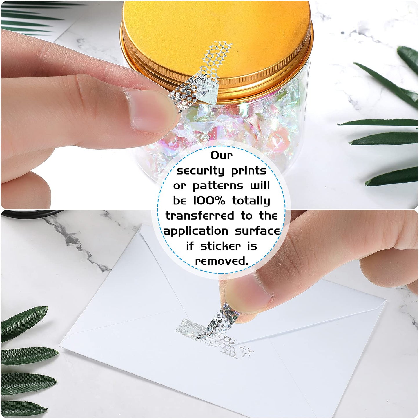 Marspark 500 Pieces Silver Security Tamper Evident Seals Stickers Void Original Genuine Authentic Hologram Labels Tamper Proof Evident Stickers Sequential Serial Numbering, 0.24 x 1 Inch