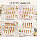 2PCS 4-Tier Acrylic Ice Cream Cone Holder, 24 Holes Cupcake Stand Clear Acrylic Dessert Display Stand, 11.8 x 7.5 in Waffle Cone Rack for Party Wedding Birthday Buffet Dessert Table