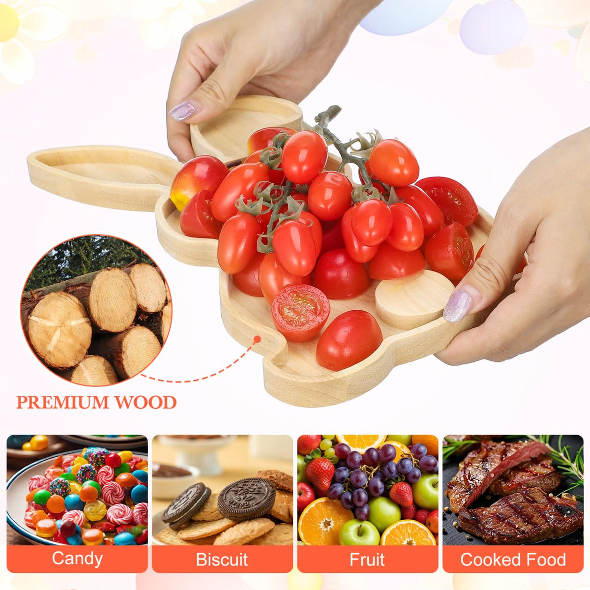 Garneck Bunny Charcuterie Board: 28.5 cm Wooden Easter Tray