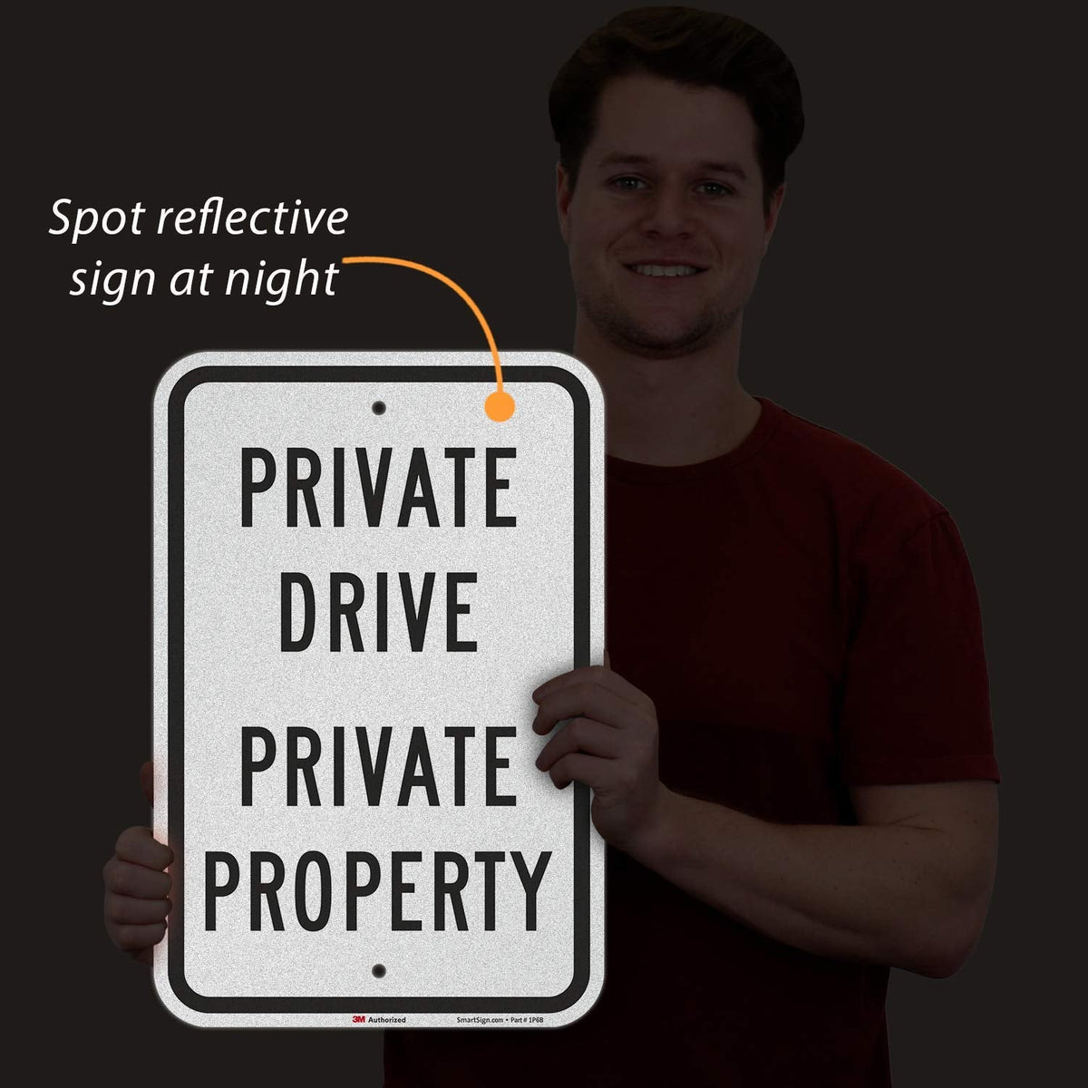 SmartSign "Private Drive - Private Property" Sign | 12" x 18" 3M Engineer Grade Reflective Aluminum Black on White