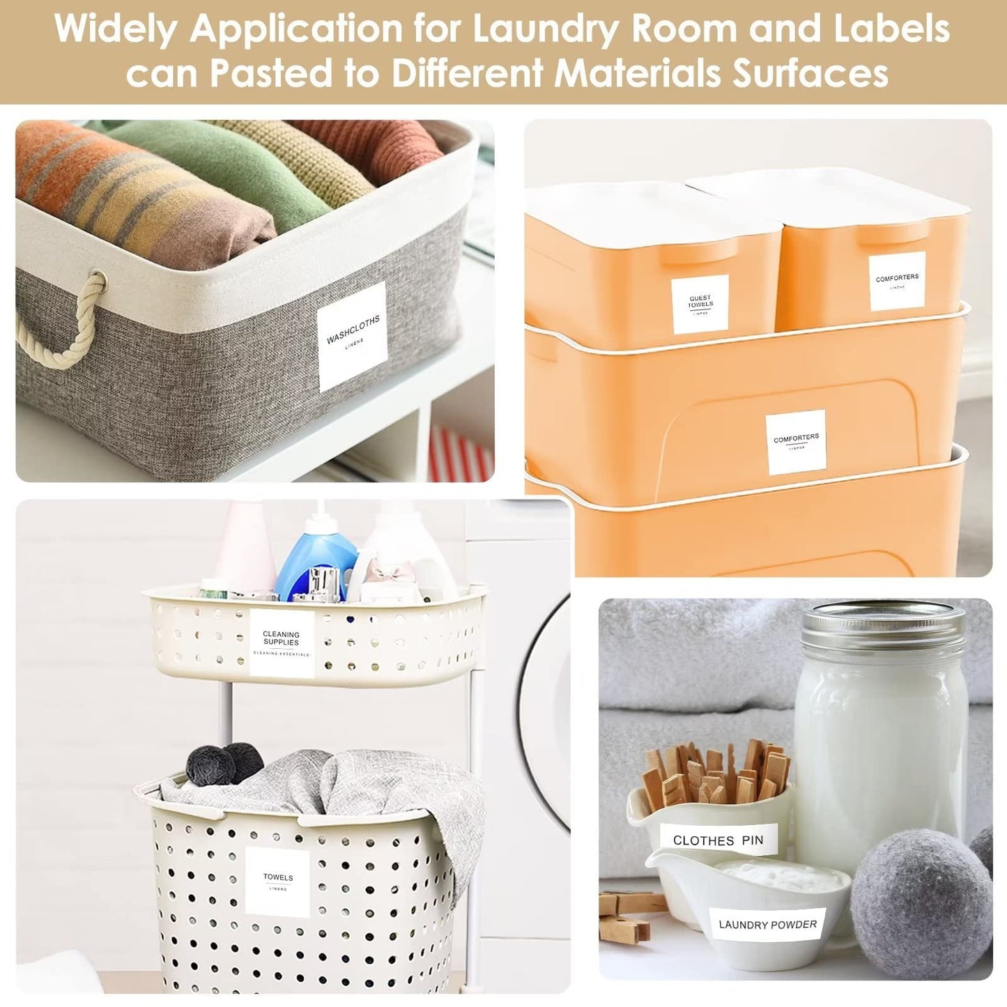 Cludoo 372 PCS Preprinted Minimalist Home Laundry Bathroom Labels for Organizing with DIY Blank Labels, Waterproof Oil Resistant Stickers for Bathroom Laundry Home Beauty Organization Supplies Labels Bathroom Label
