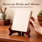 12 Inch Wooden Display Stand Folding Wood Plate Stand Frame, Decorative Plate Holders Stands for Display Pictures, Cookbooks, Birthday, Home, Party, Table Easel Display (Burgundy) Burgundy