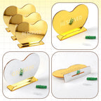BLMHTWO 3pcs Gold Heart Reserved Table Signs for Wedding Party (3.94*5.5in)