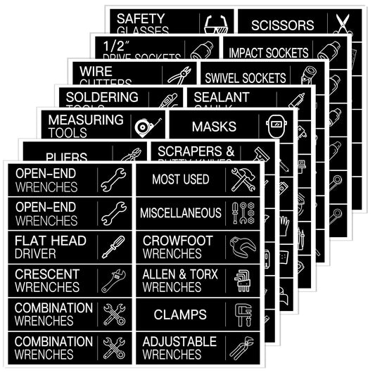 168 PCS Tool Box Label Stickers, Toolbox Organization Stickers,Tool Chest Labels for Quick Identifying Tool Box Drawers(Black,3 x 0.79 Inches)