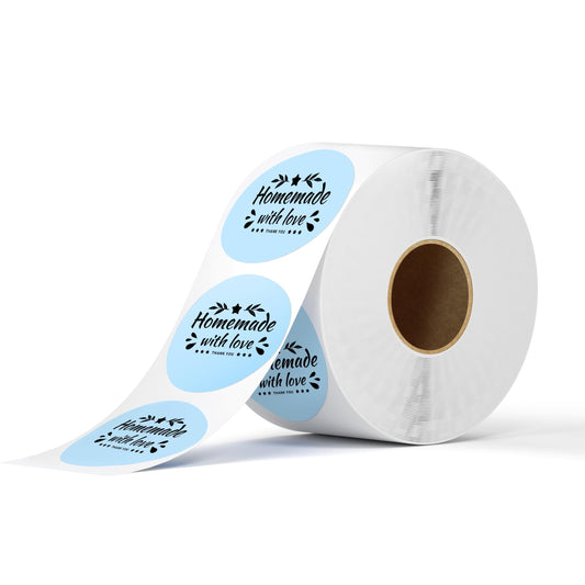 Round Stickers 2 inch,Custom Thermal Labels Stickers Personalized for 241BT, D520BT, 344WF Thermal Label Printer, 750 Labels/Roll, Blue 2"x2" 750 pcs