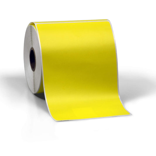 4" X 6" Direct Thermal Perforated Stickers Labels for Shipping Labels, Inventory, and Color Coding - Compatible with Zebra, Rollo, Godex and More (Yellow, 1 Roll) Yellow