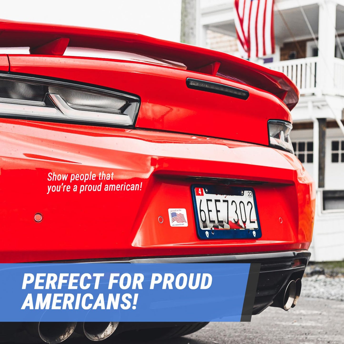 Proud to BE an American Labels (1.5 x 1.5 inch, Classic White, Red & Blue - 300 Labels) USA Patriotic Labels - Semi-Gloss
