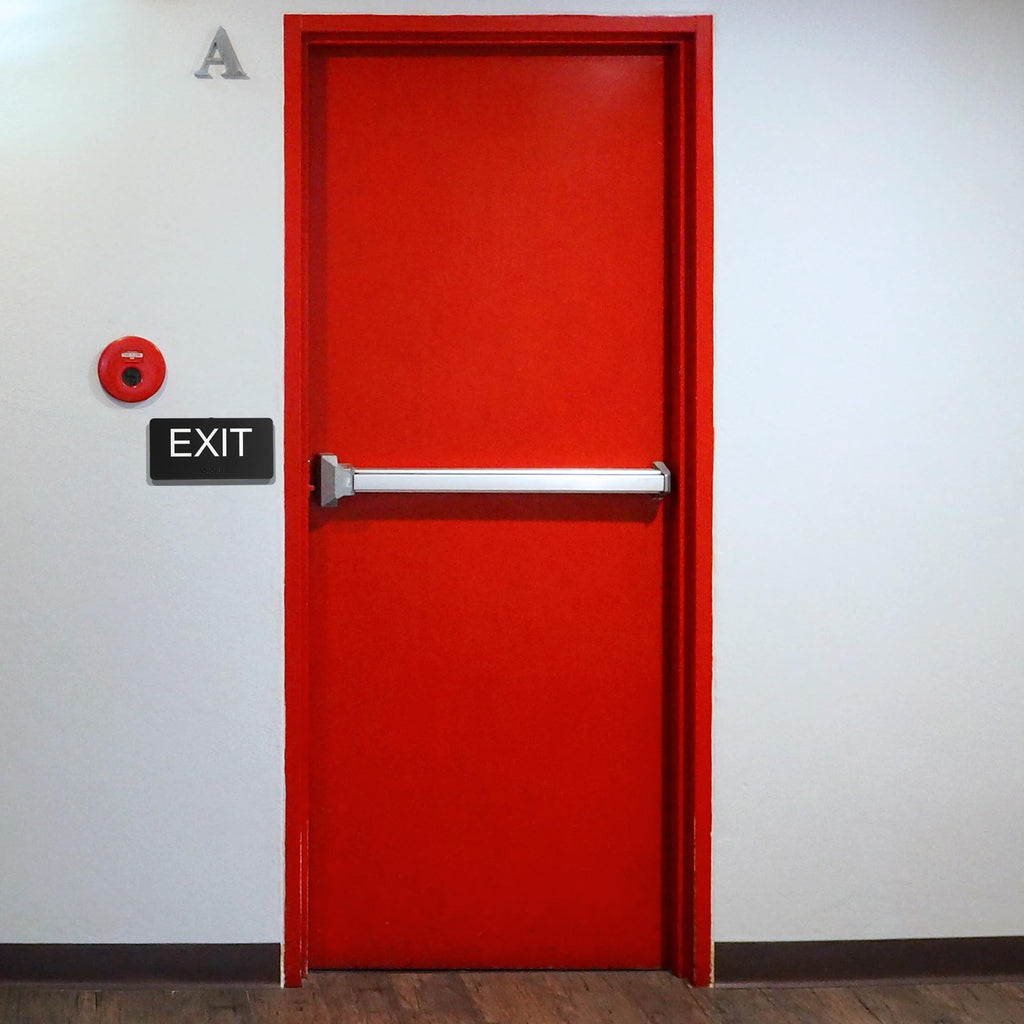 ADA Compliant Exit Signs- 2 Pack Exit Sign with Braille and Raised Letters Emergency Exit Sign for Business Office Public Space Indoor/Outdoor Easy Adhesive Install Acrylic Horizontal 6.3”×2.9” 2pk-horizontal